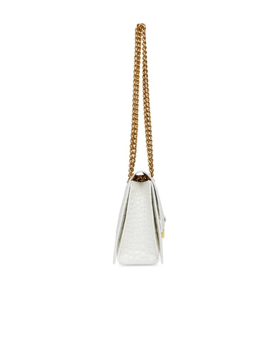 Balenciaga Crush Crocodile-embossed Crossbody Bag In White