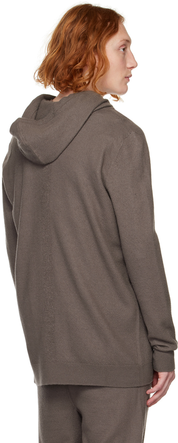 Rick Owens Drawstring Zip-up Hoodie In Gray