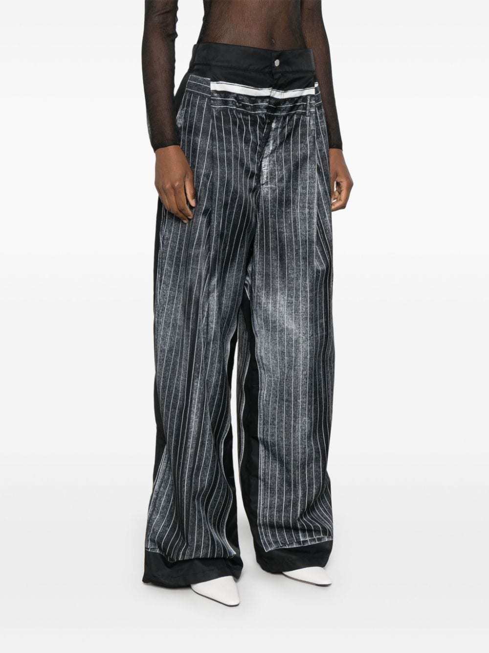 Jean Paul Gaultier Deceive Him# 039;eye Pinstripes Print Pants In Black