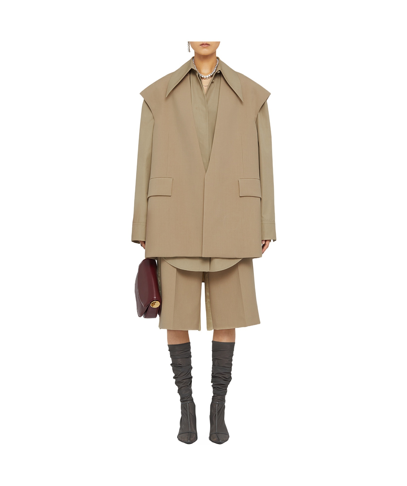 Jil Sander Wool Tailored Bermuda Shorts In Nude