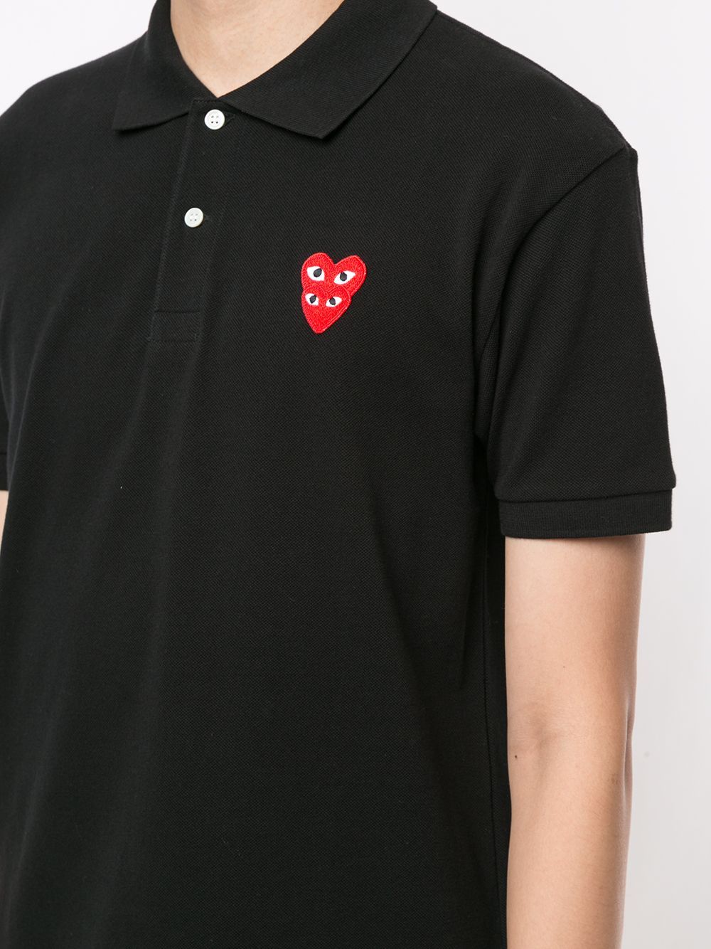 Comme Des Garçons Play Polo Shirt With Ribbed Collar And Straight Hem In Black