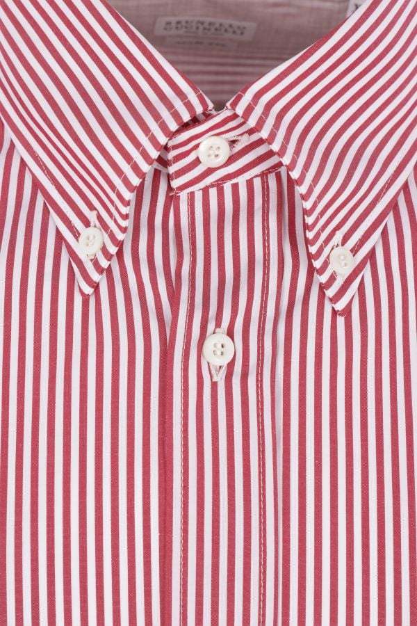 Brunello Cucinelli Striped Poplin Shirt In Pink