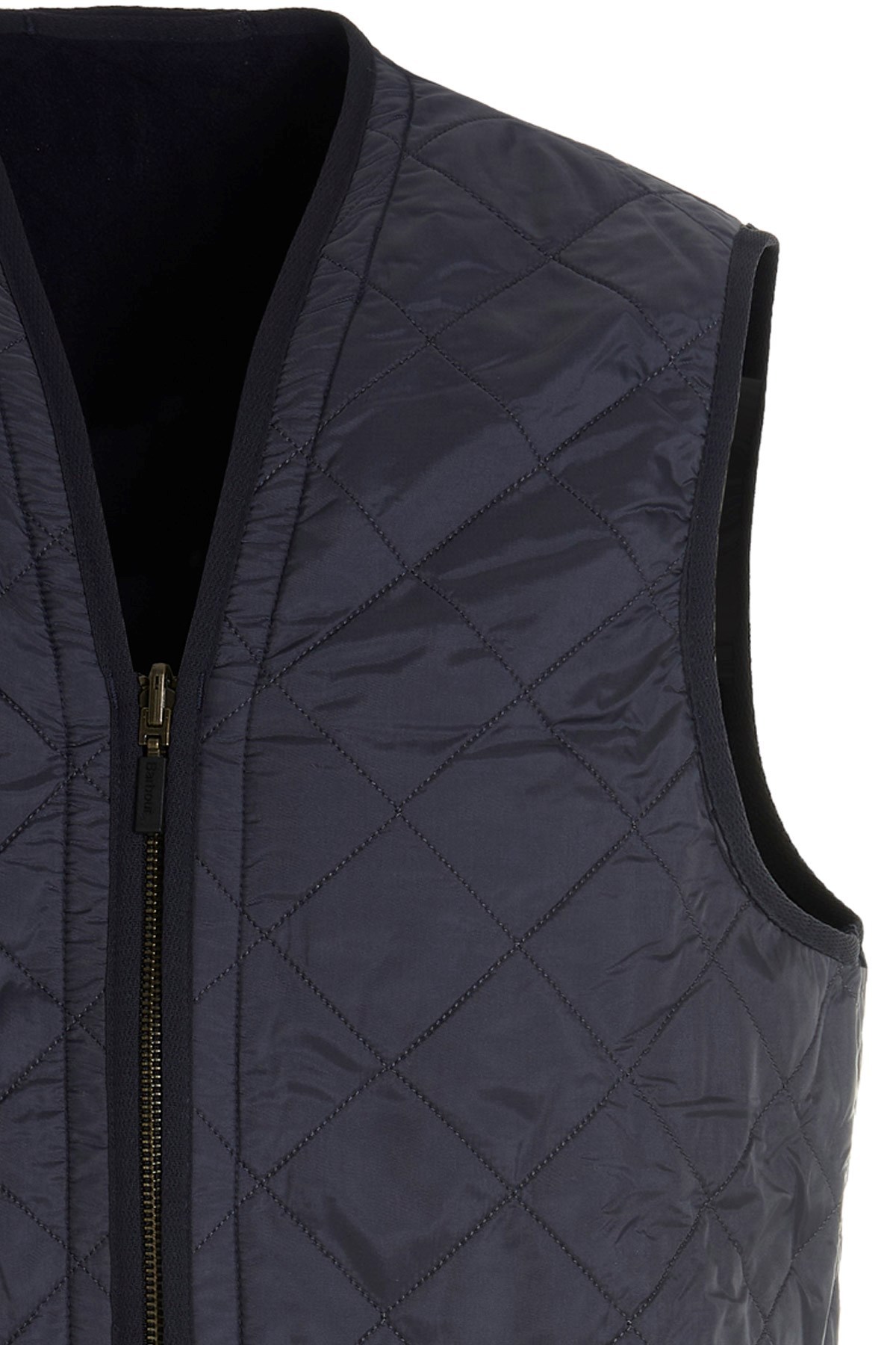 Barbour Navy Blue Padded Waistcoat With Diamond Quilting In Black