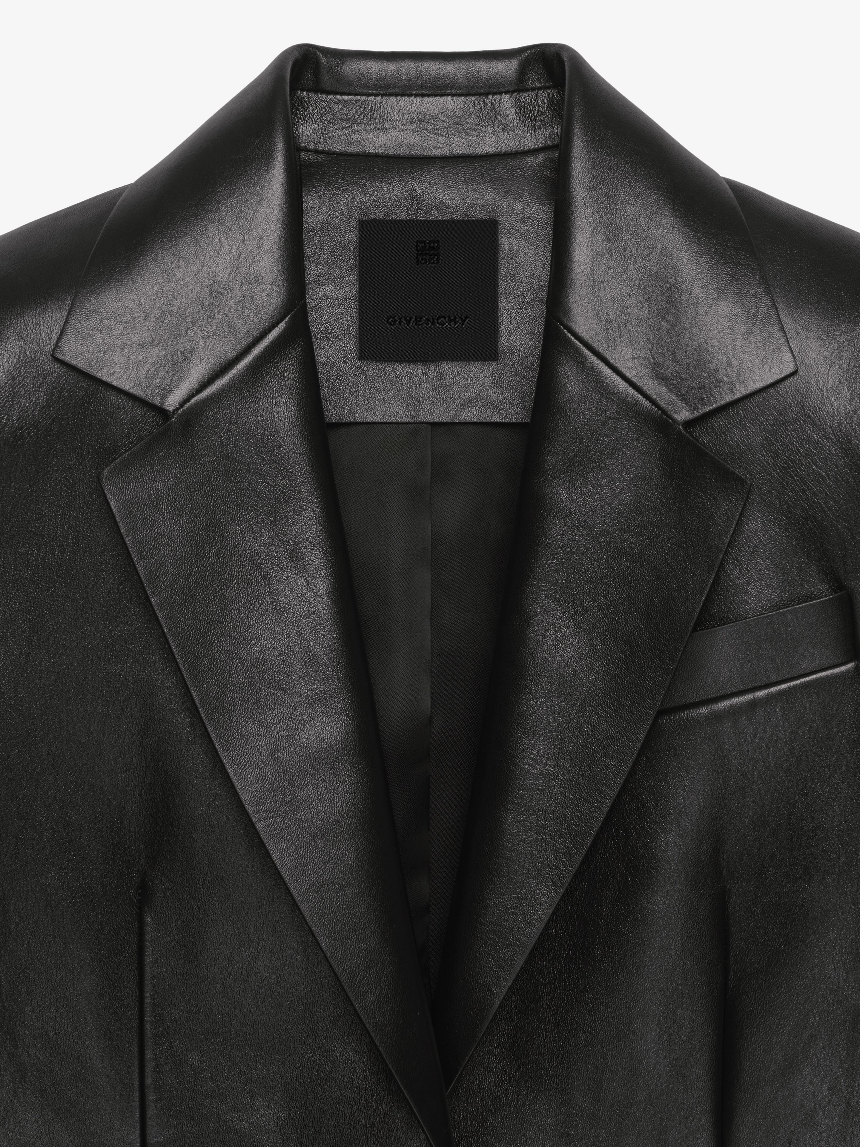 Givenchy Single-breasted Open Leather Jacket In Black
