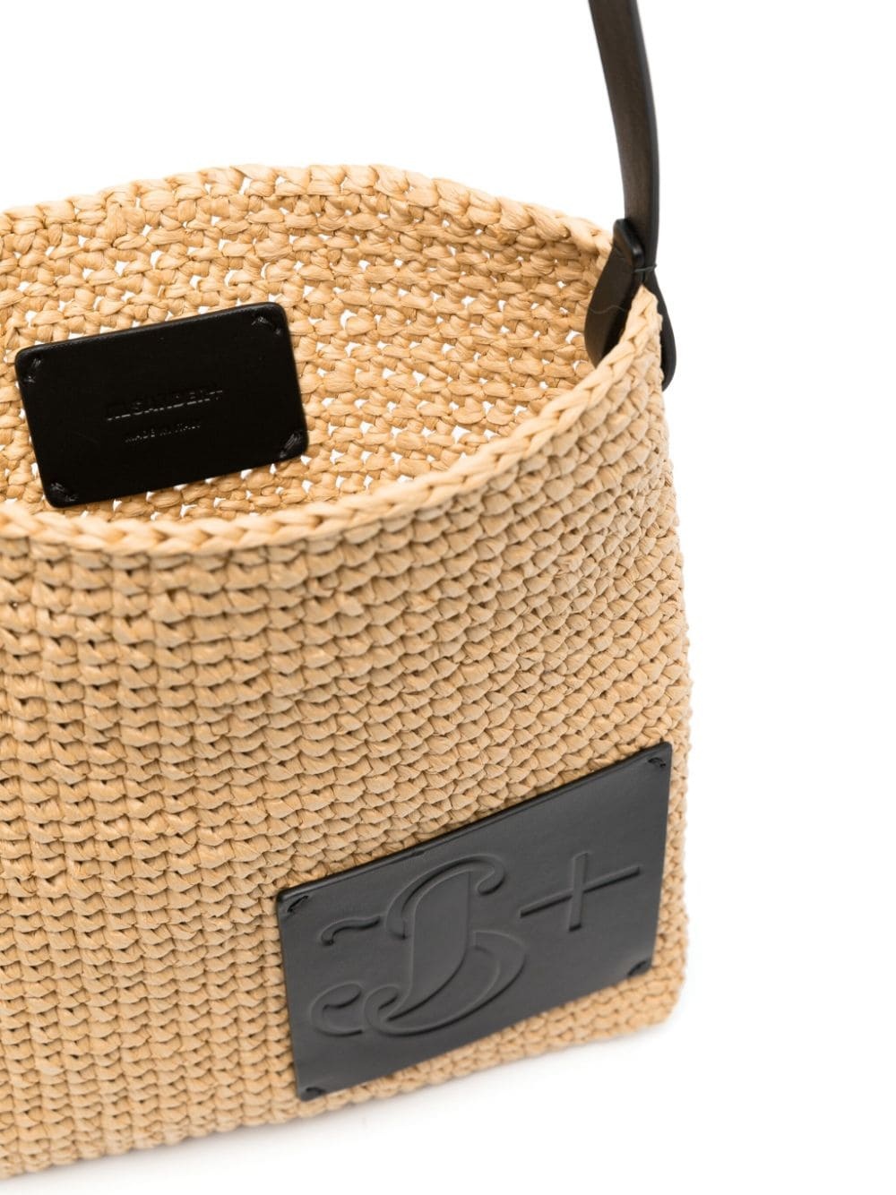 Jil Sander Crochet Raffia Messenger Bag In Nude