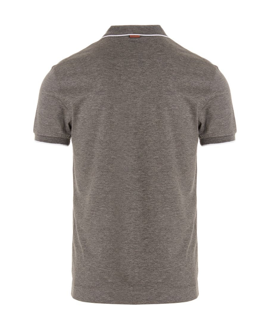 Zegna Piquet Polo Shirt Collar Sleeves In Gray