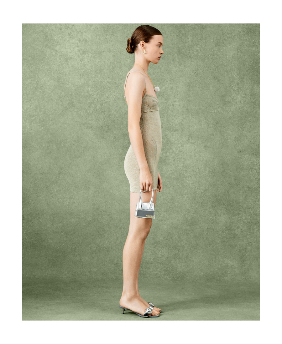 Jacquemus Fiesta Glitter Dress In Nude