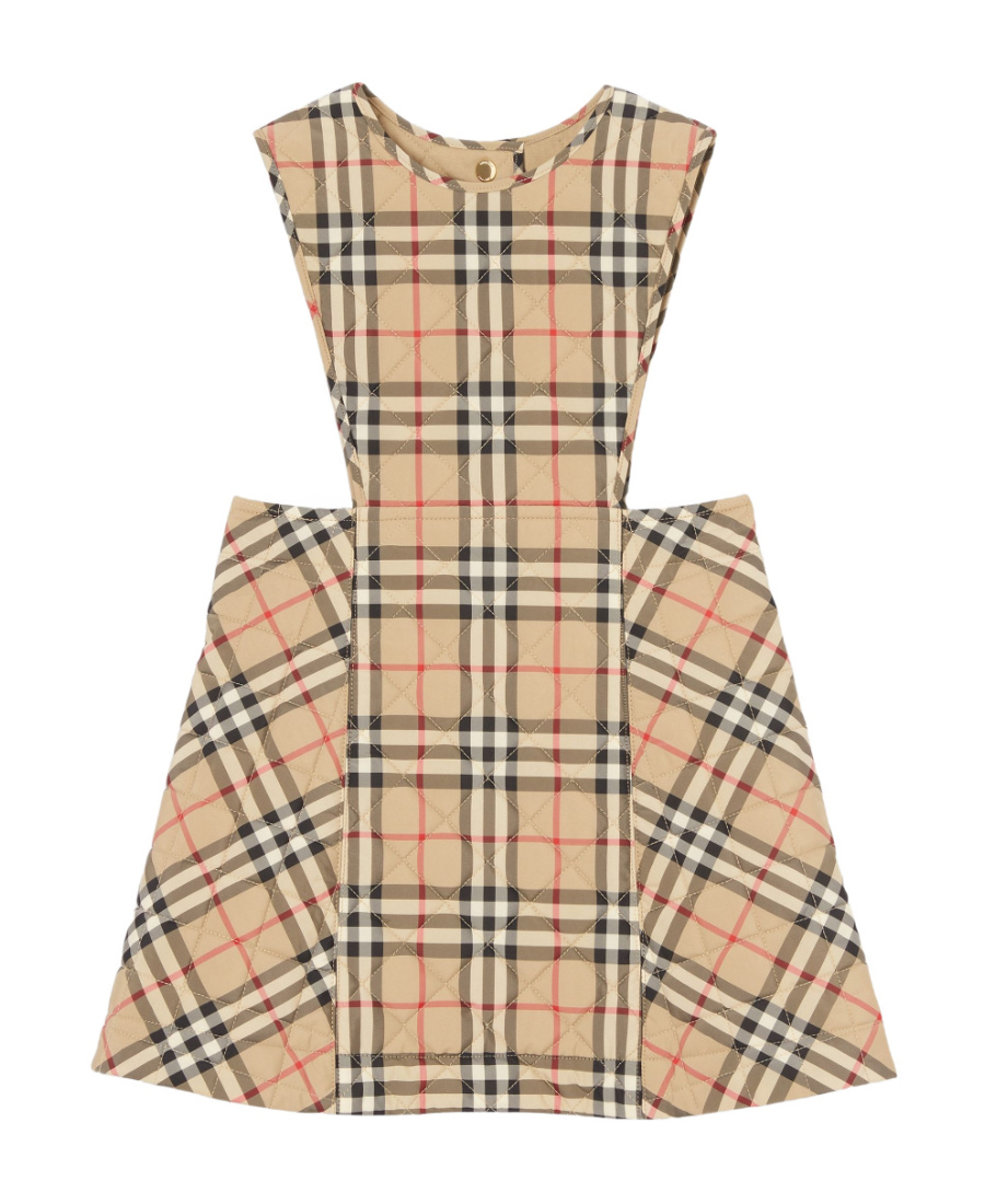 BURBERRY CHECK-PRINT QUILTED PINAFORE DRESS