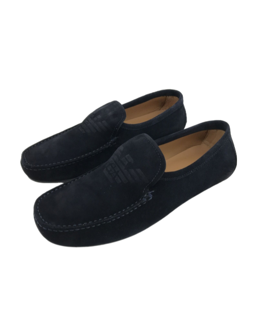 Emporio Armani Logo Business Casual Shoes In Black