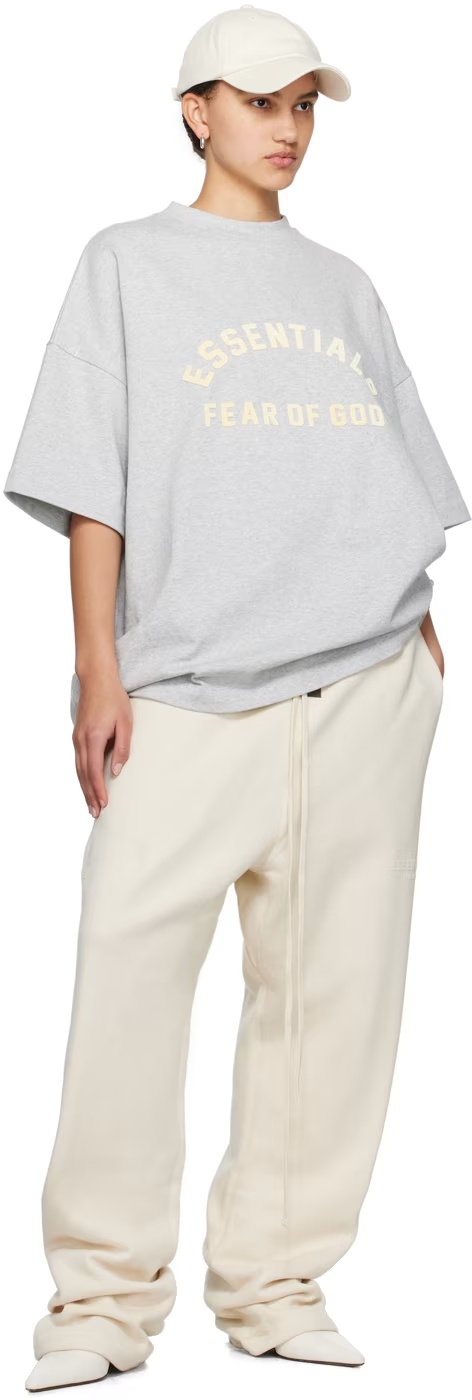 Essentials Gray Crewneck T-shirt In White