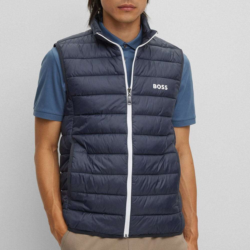 Shop Hugo Boss Logo-print Padded Gilet In Black