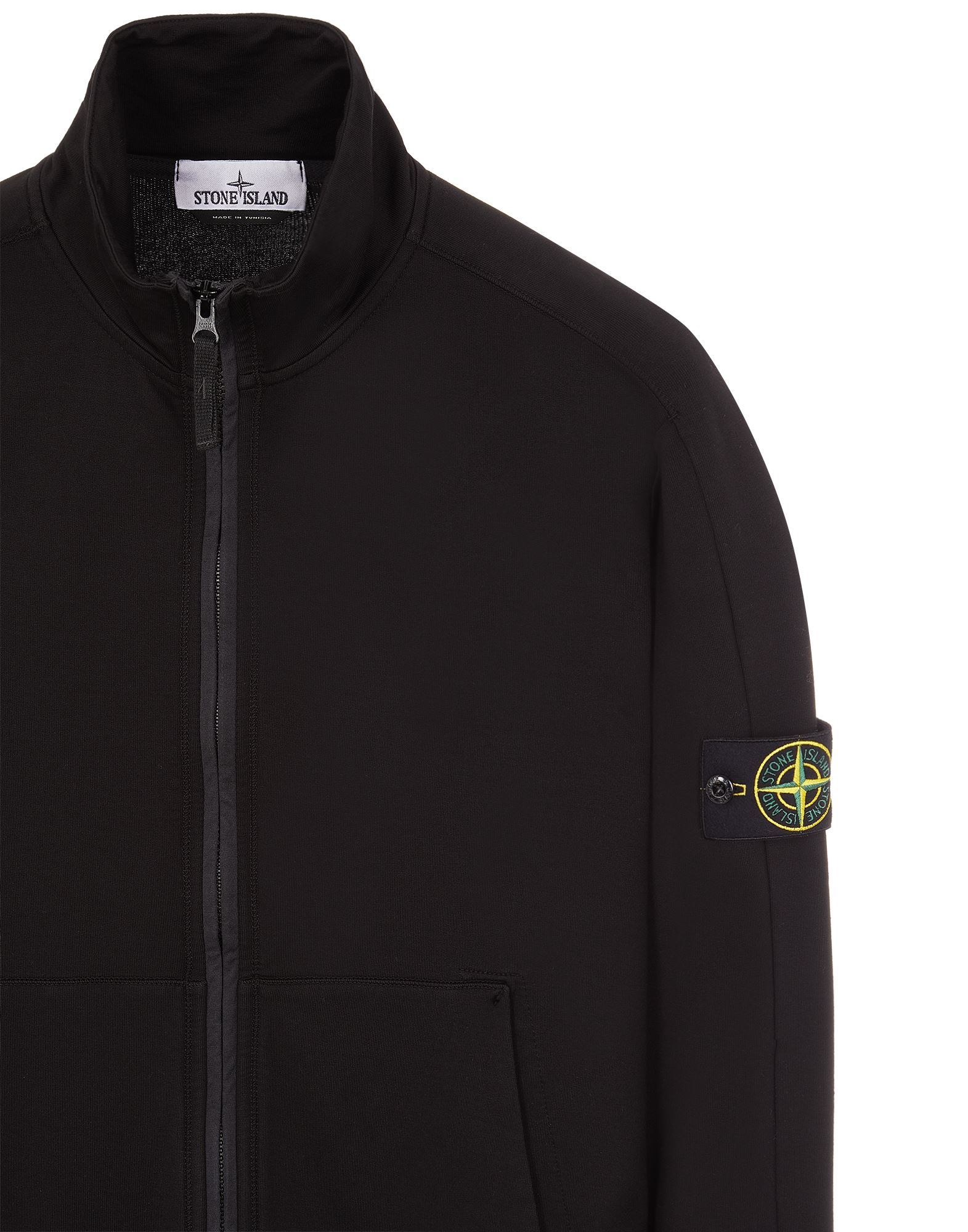 Stone Island Compass-badge Zip-up Sweatshirt In Black