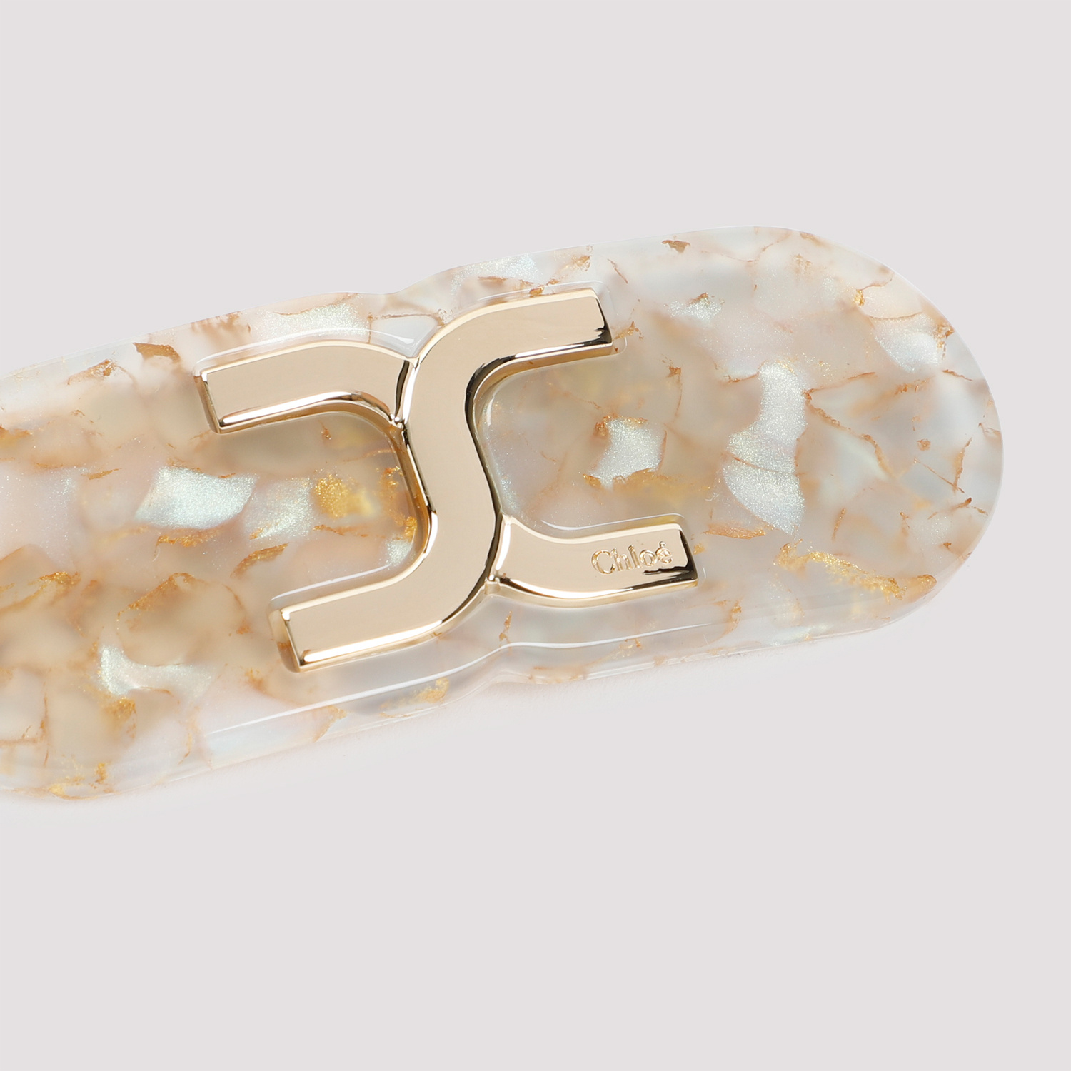 Chloé Marcie Marbled-pattern Hair Clip In Yellow