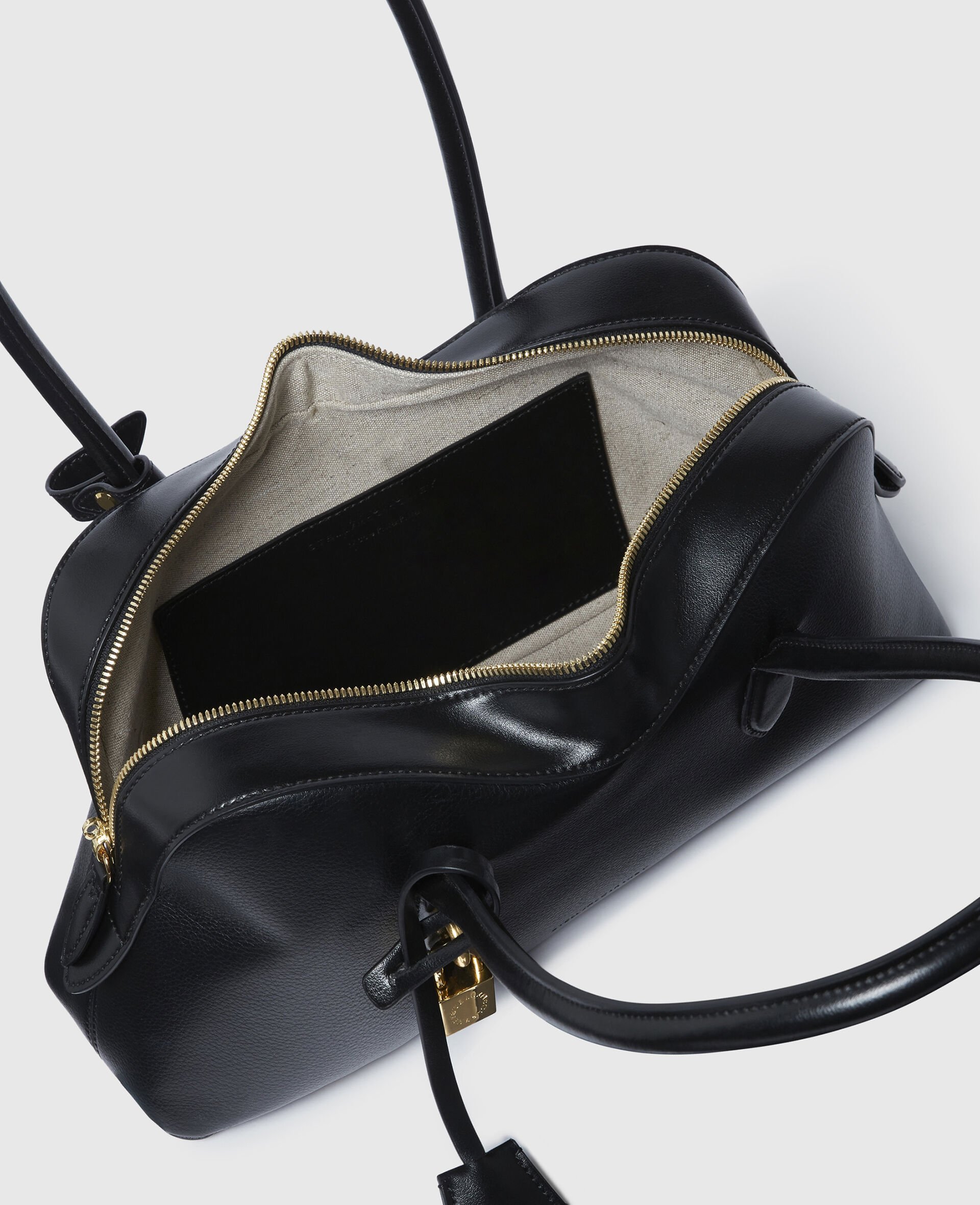 Stella Mccartney Structured Shape Shoulder Bag With Gold-tone Hardware In Black