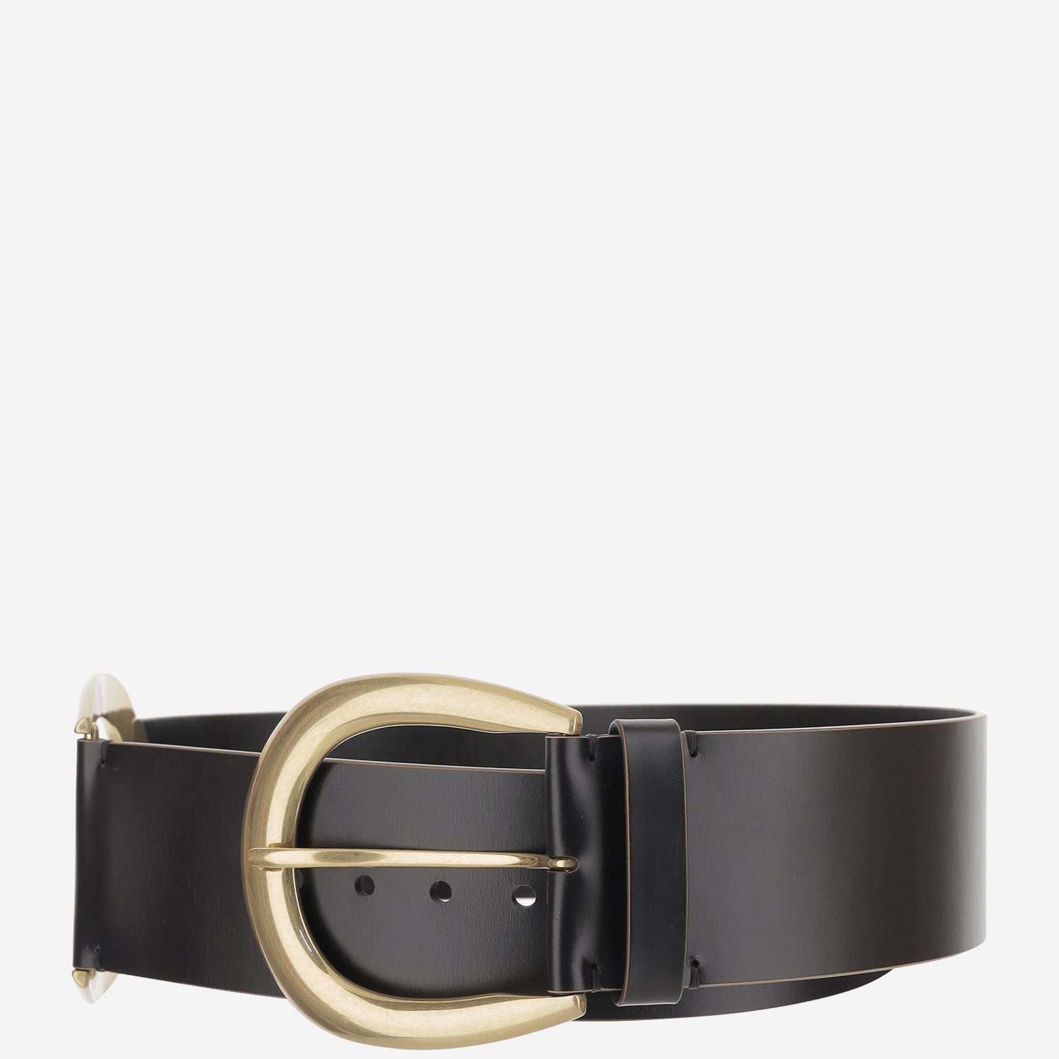 Chloé Anita Belt In Leather And Brass In Black