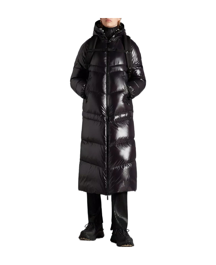 Moncler Zip-up Hooded Padded Coat In Black