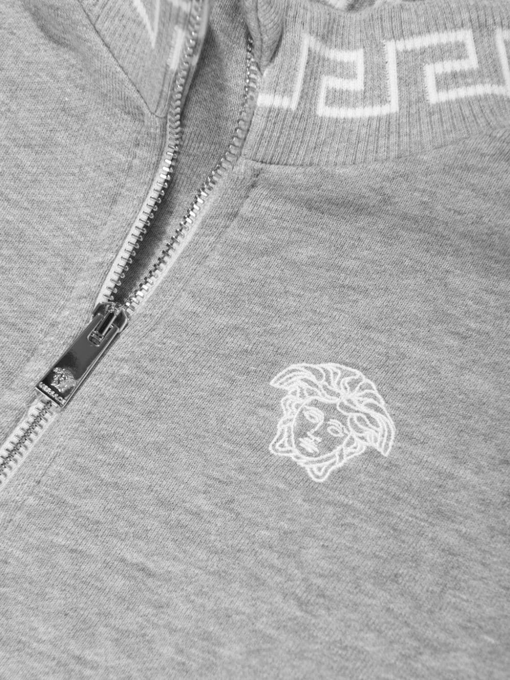 Versace Greca Zip-up Sweatshirt In Gray