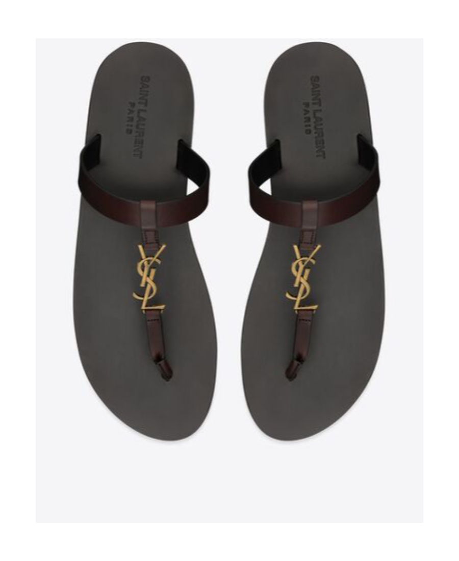 Shop Saint Laurent Cassandre Slides In Smooth Leather In Black