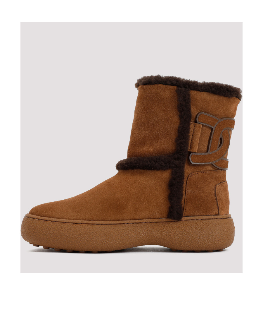 Shop Tod's Shearling-trim Suede Boots In Brown