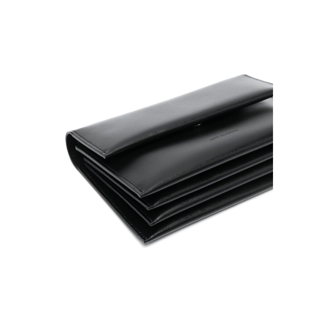 Low Classic Foldover Top Leather Bag In Black