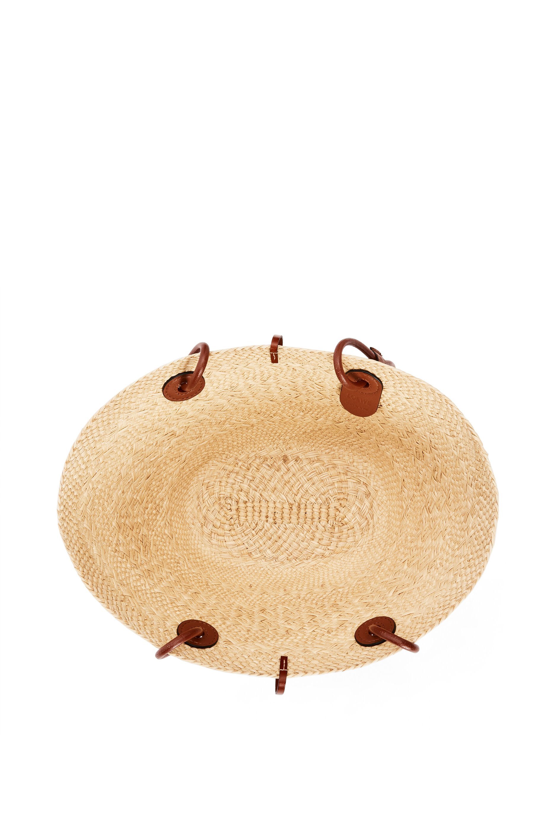 Loewe Anagram Small Iraca Palm And Leather Basket Bag In Nude