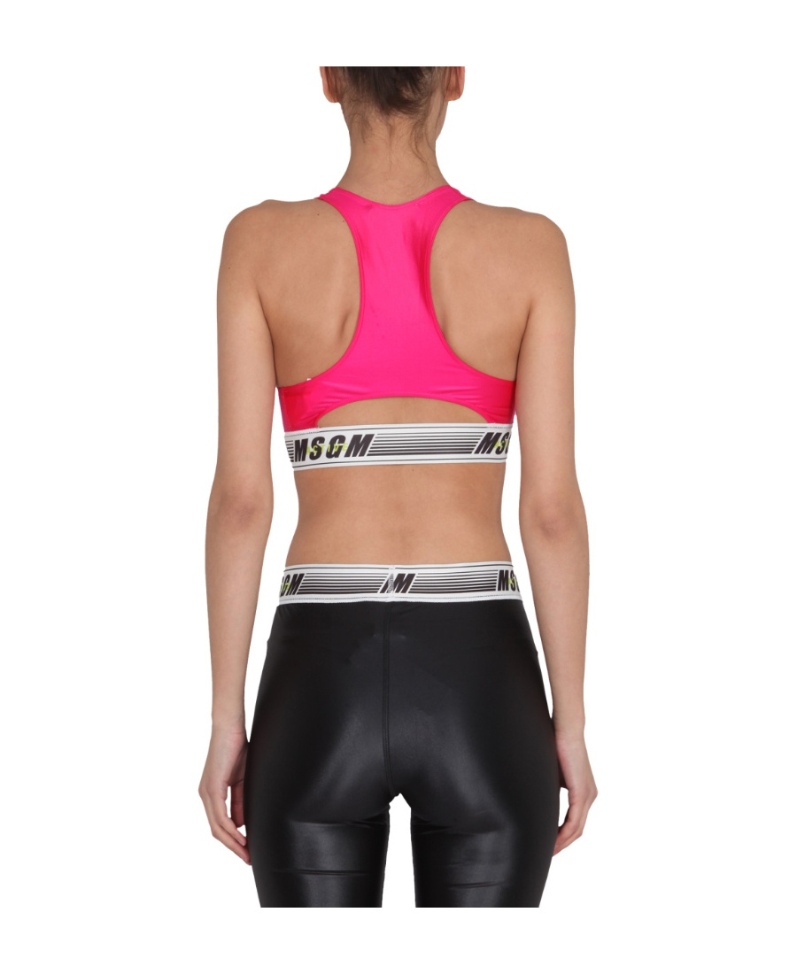 Msgm Logo-print Cropped Top In Pink