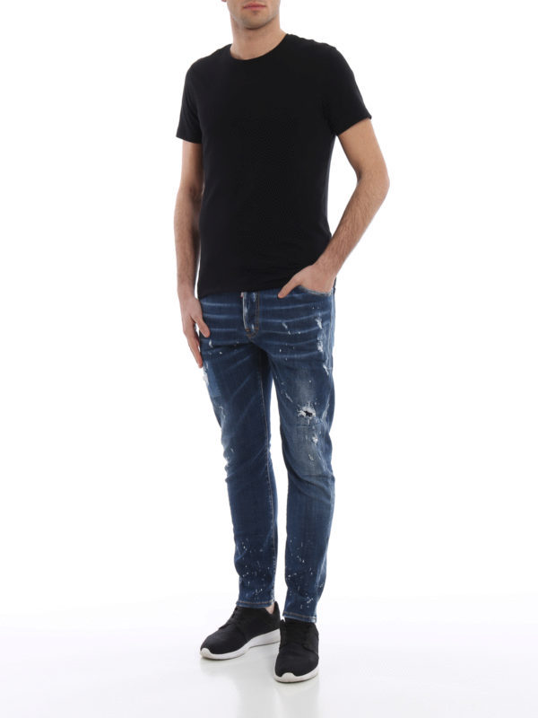 Dsquared2 Logo Details Jeans In Blue