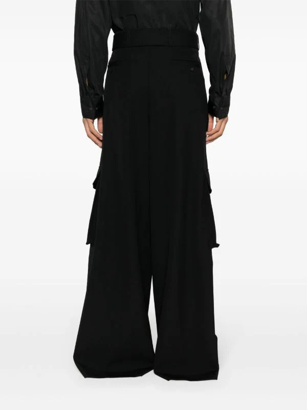 Dries Van Noten Navy-blue Wool Tris Pants In Black