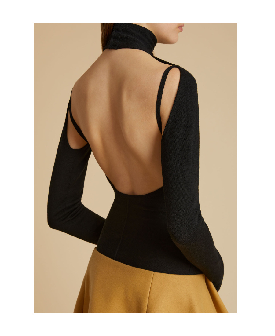 Khaite The Marlowe Open-back Blouse In Black