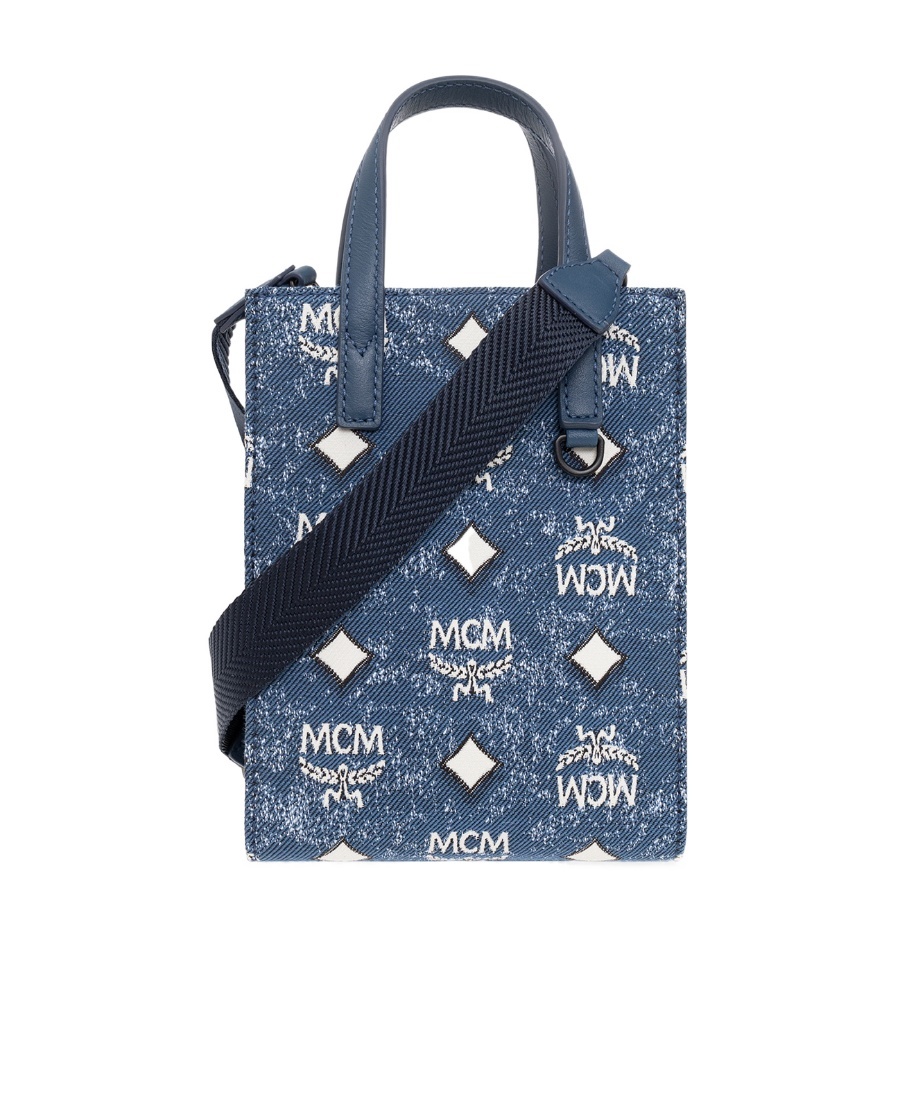 Mcm One-shoulder Bag With Chinese Characters In Blue