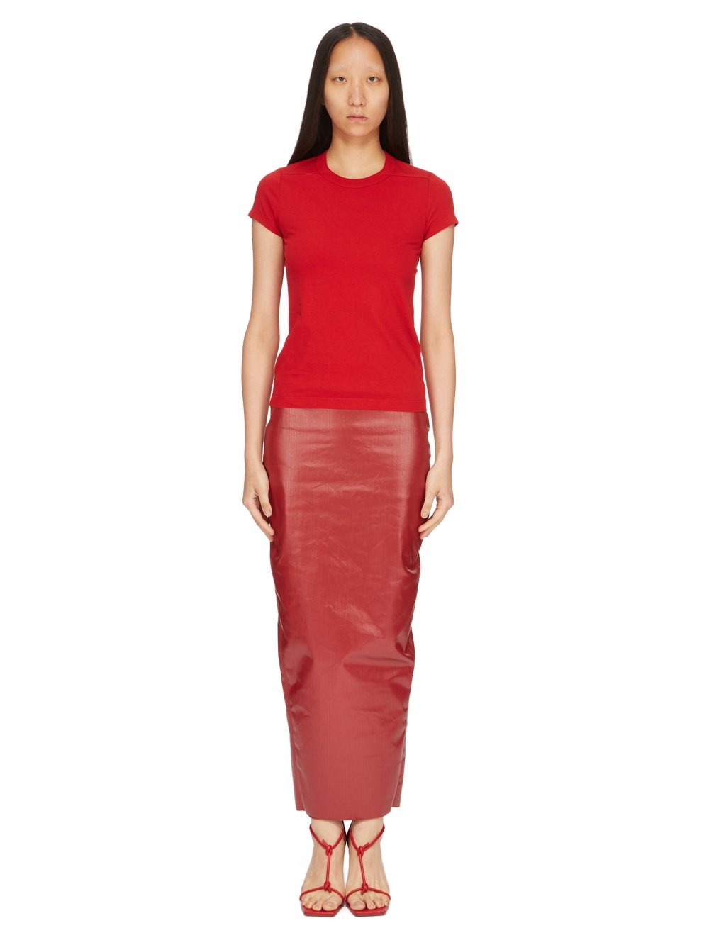 RICK OWENS COATED DENIM SKIRT