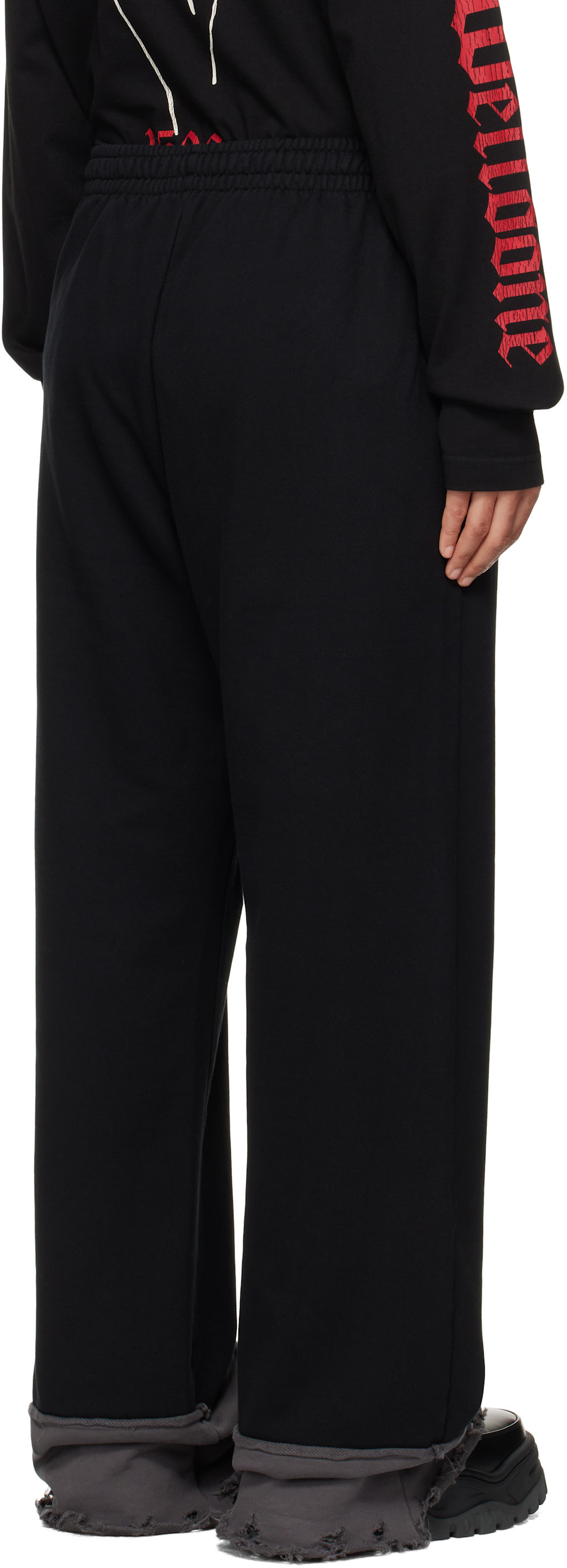 We11 Done Destroyed Color Block Sweatpants In Black