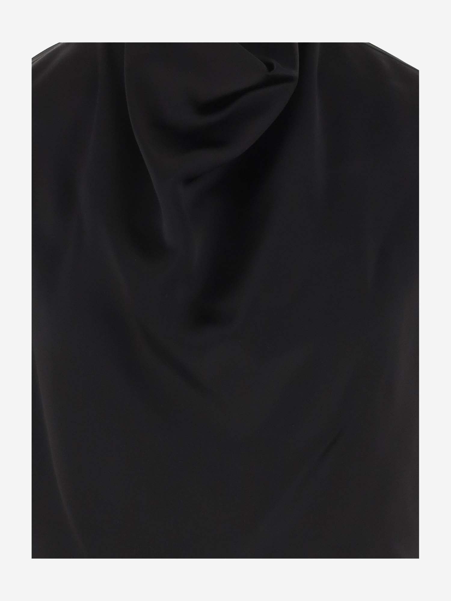 Saint Laurent Cowl-neck Sleeveless Satin Crop Top In Black