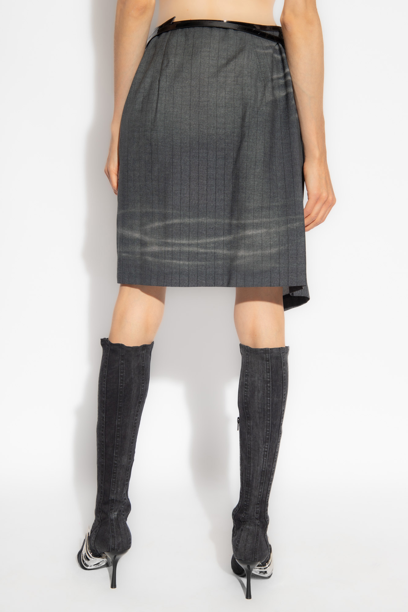 Diesel O-kessy Pinstripe-pattern Wrap Skirt In Black