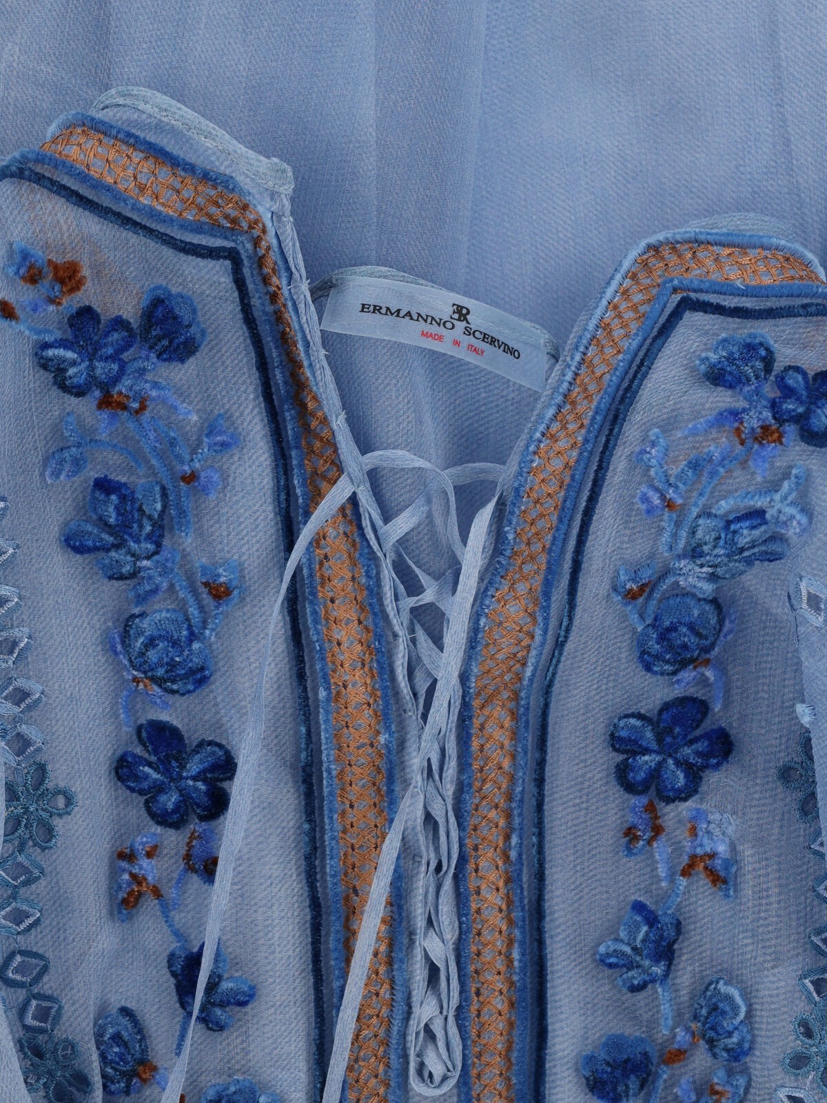 Ermanno Scervino Floral Embroidery Blouse In Blue