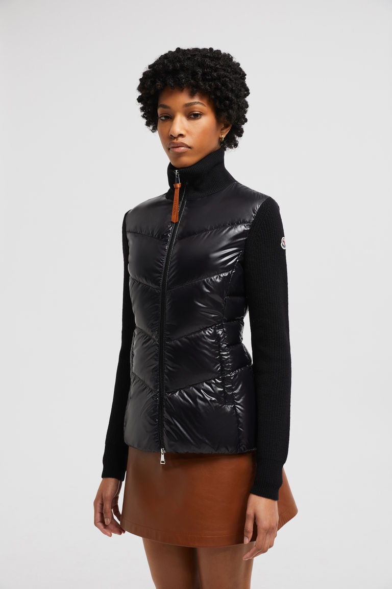 Moncler Padded Zip-up Cardigan In Black