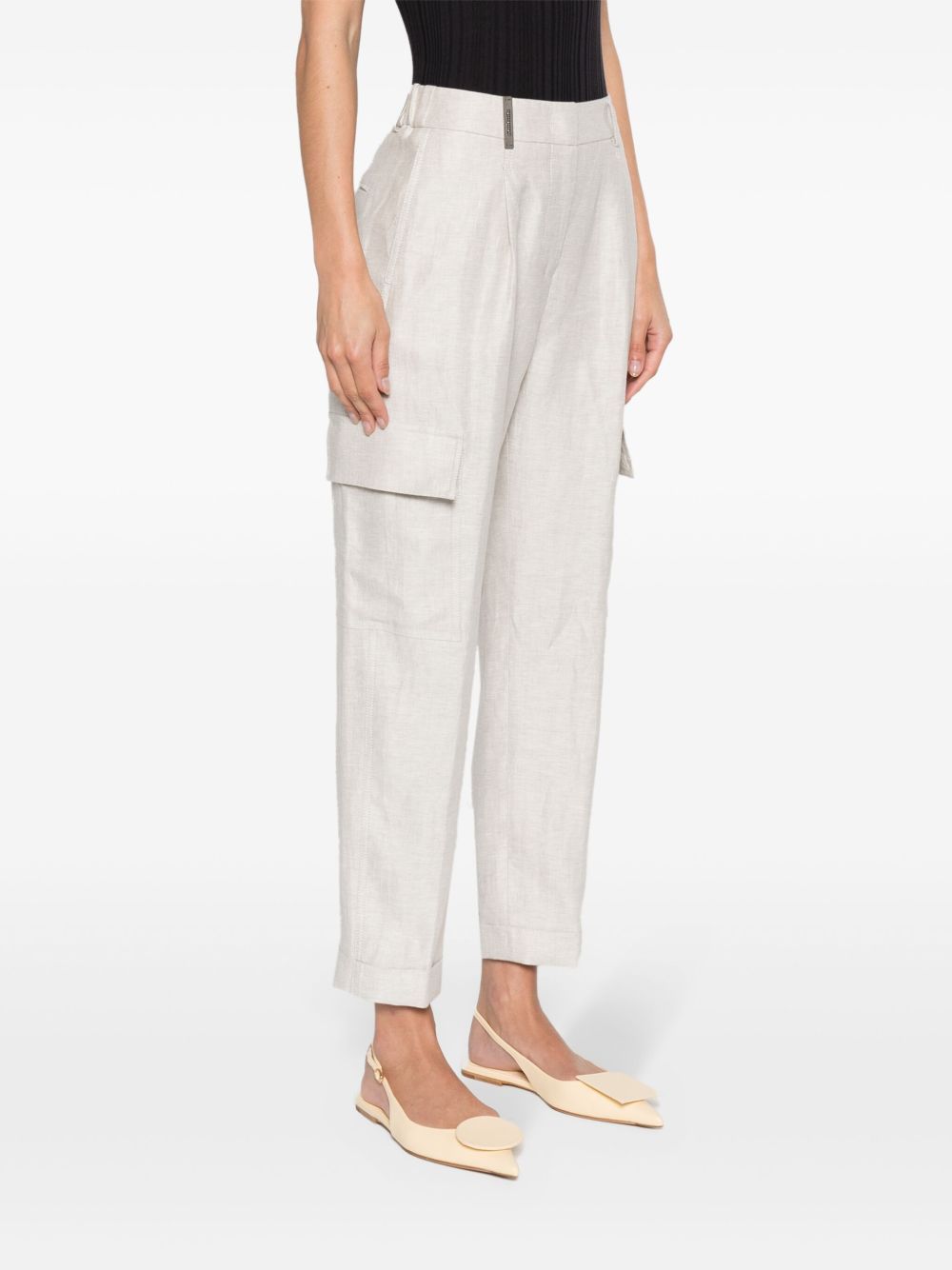 Shop Peserico High-waist Cropped Trousers In White