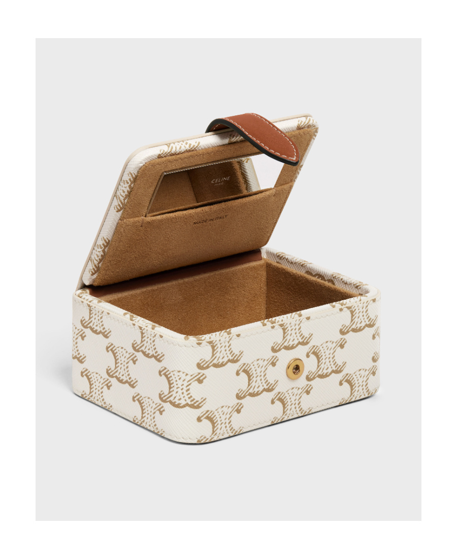 CELINE SMALL JEWELS CASE IN TRIOMPHE CANVAS AND CALFSKIN