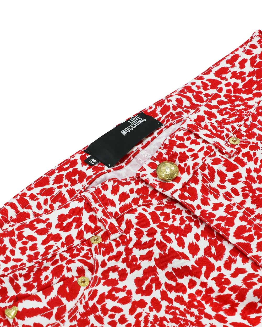 Moschino Leopard Print Jeans In Red