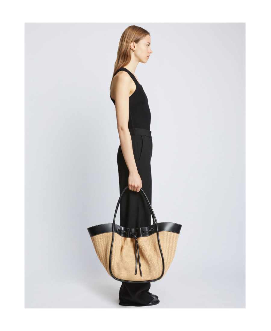Proenza Schouler Large Ruffled Tote Bag With Woven Texture In Black