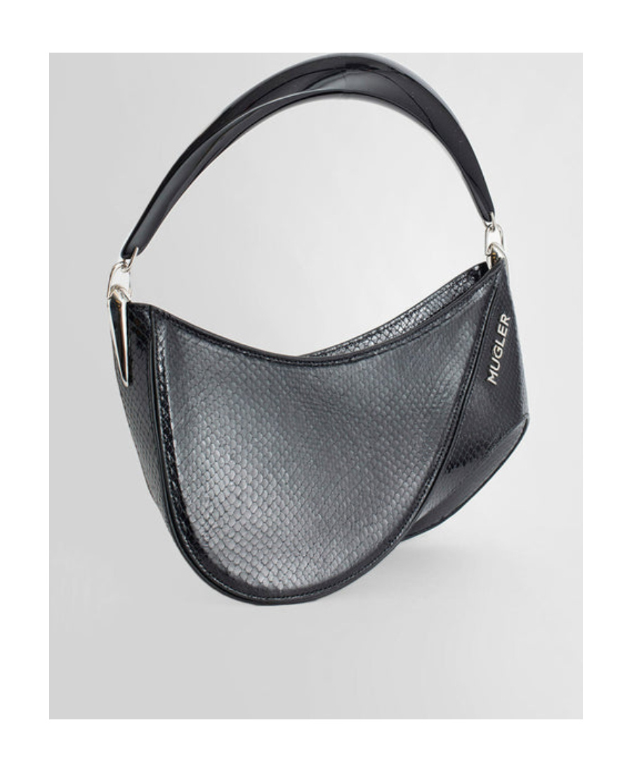 Mugler Spiral Curve Zipped Tote Bag In Black