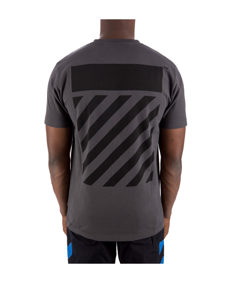 Off-white Diag-stripe Cotton T-shirt In Black