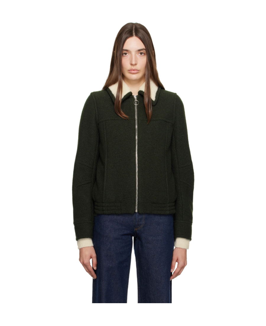 Apc Shearling Zip-up Jacket In Black