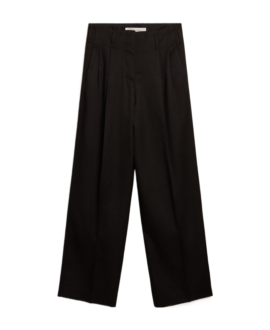 Shop Golden Goose Womens Black Wool Gabardine Pants