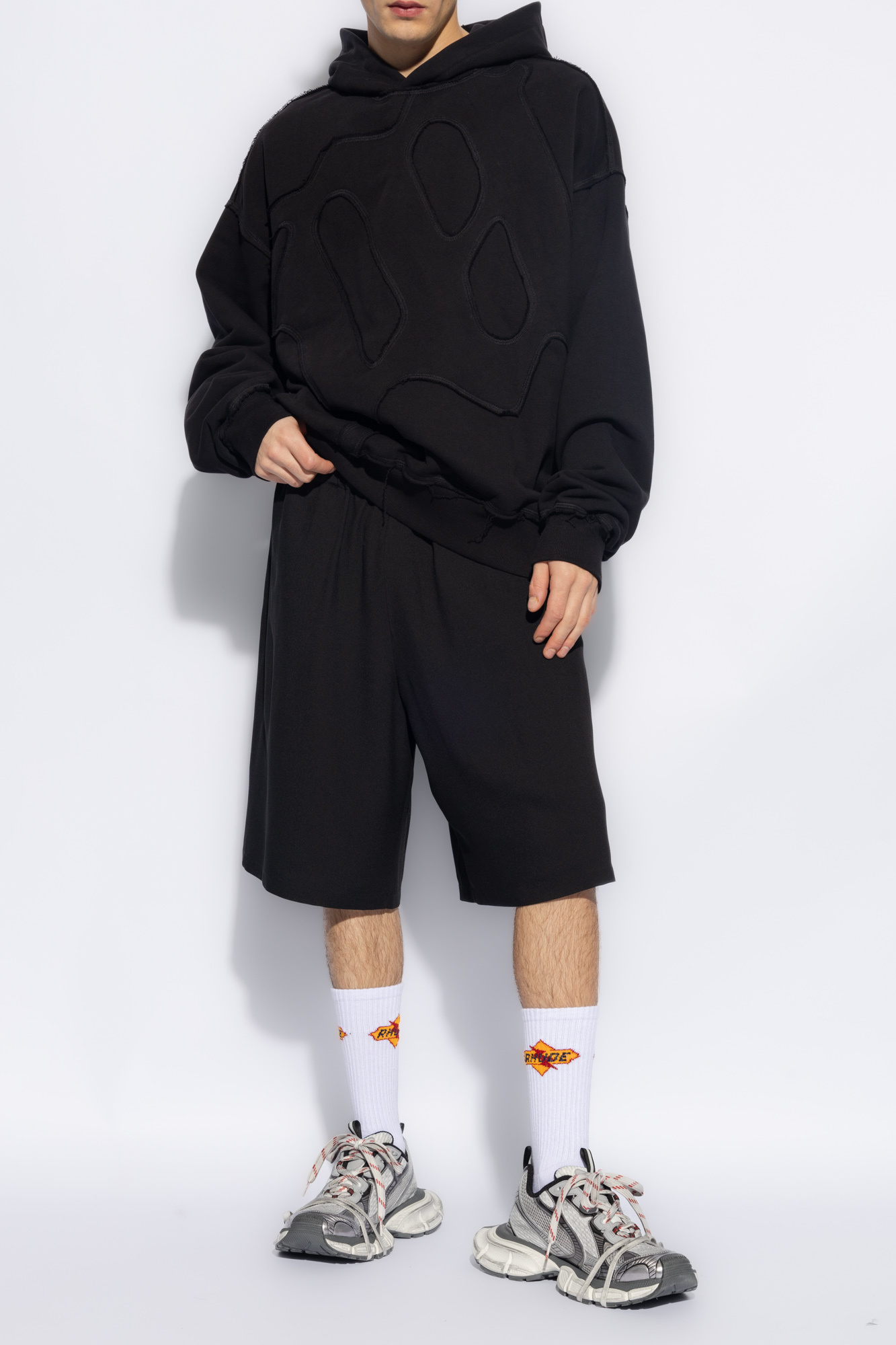 Moschino Logo Patch Pocketed Shorts In Black