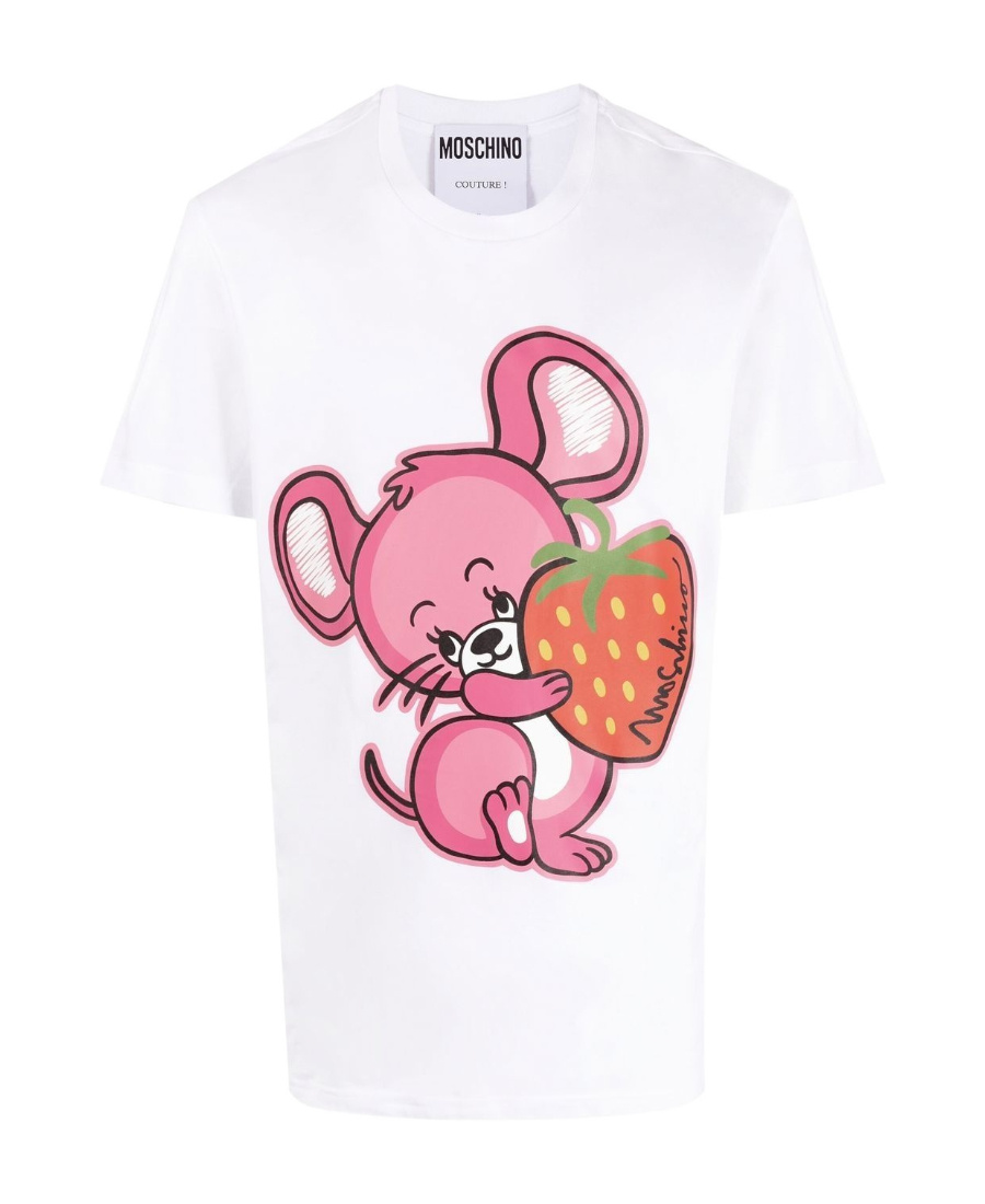 Moschino T-shirt With Round Neck And Short Sleeves In White