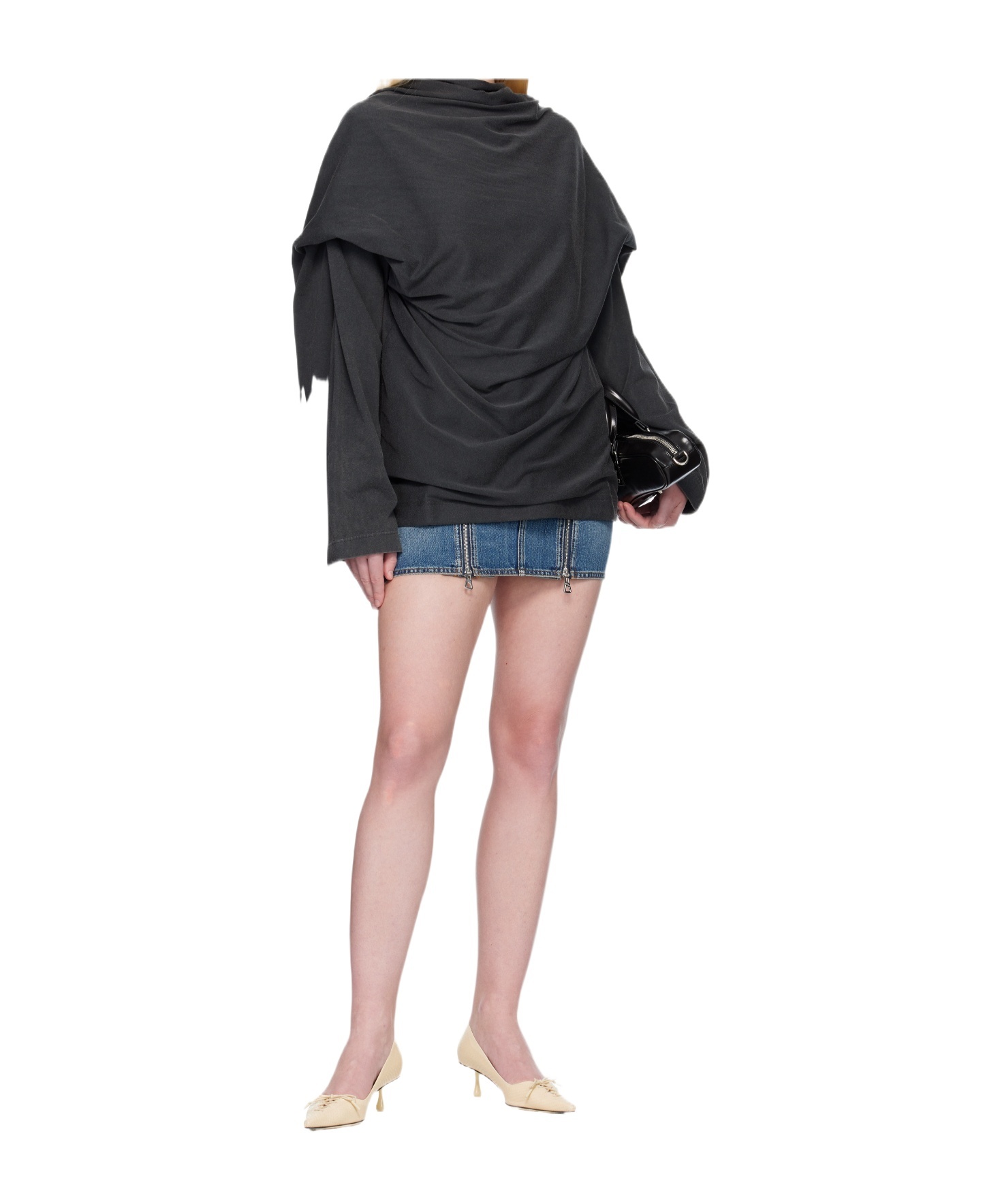 Jean Paul Gaultier Two-zip Detail Denim Mini Skirt In Multi