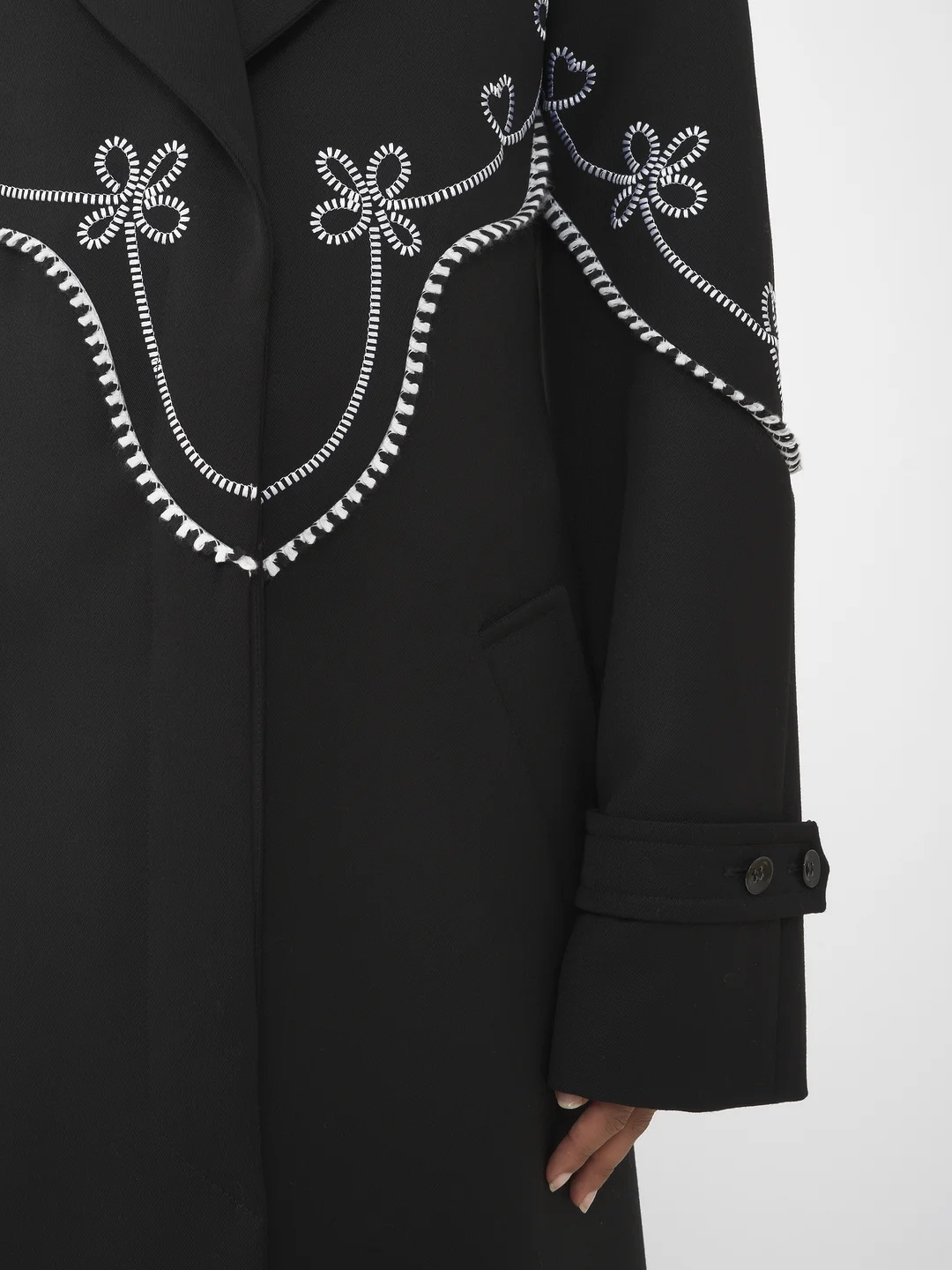 Chloé Motif-embroidered Maxi Trench Coat In Black
