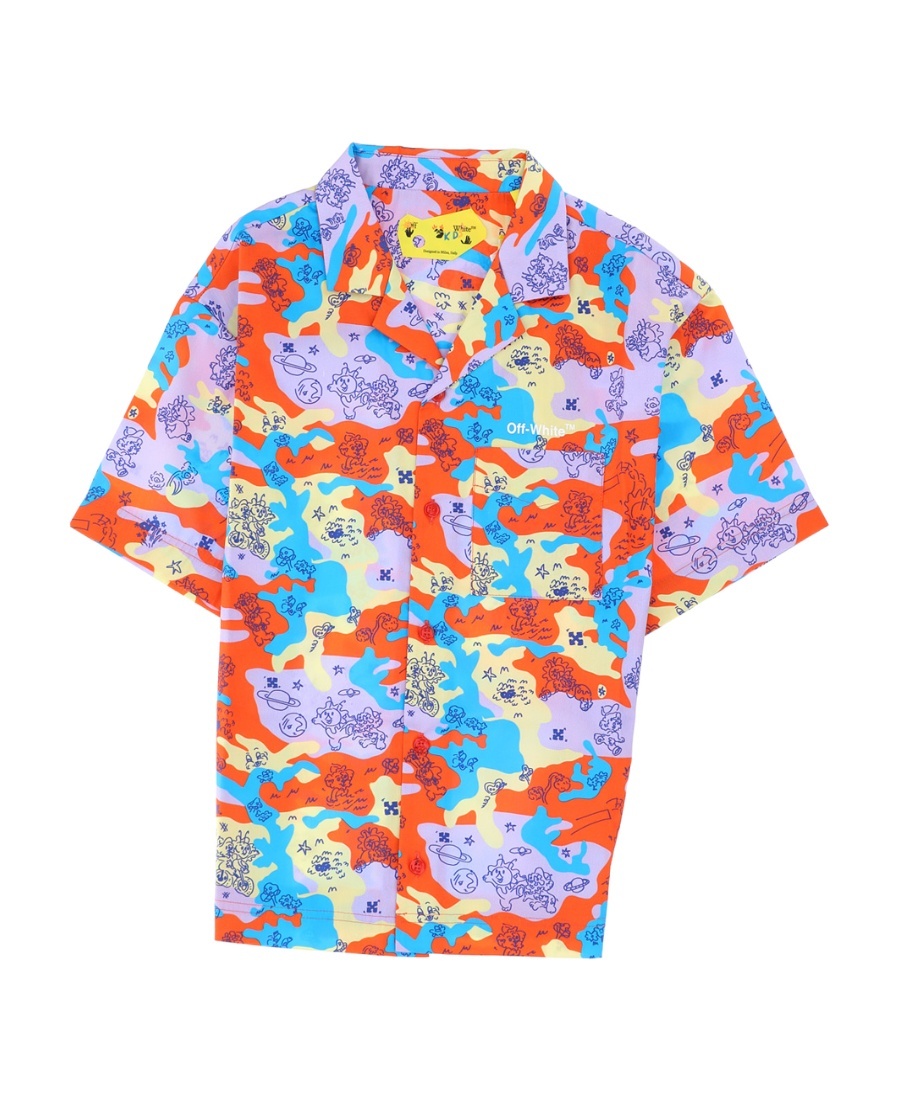 Off-white Camouflage-print Short-sleeved Shirt In Multicolor