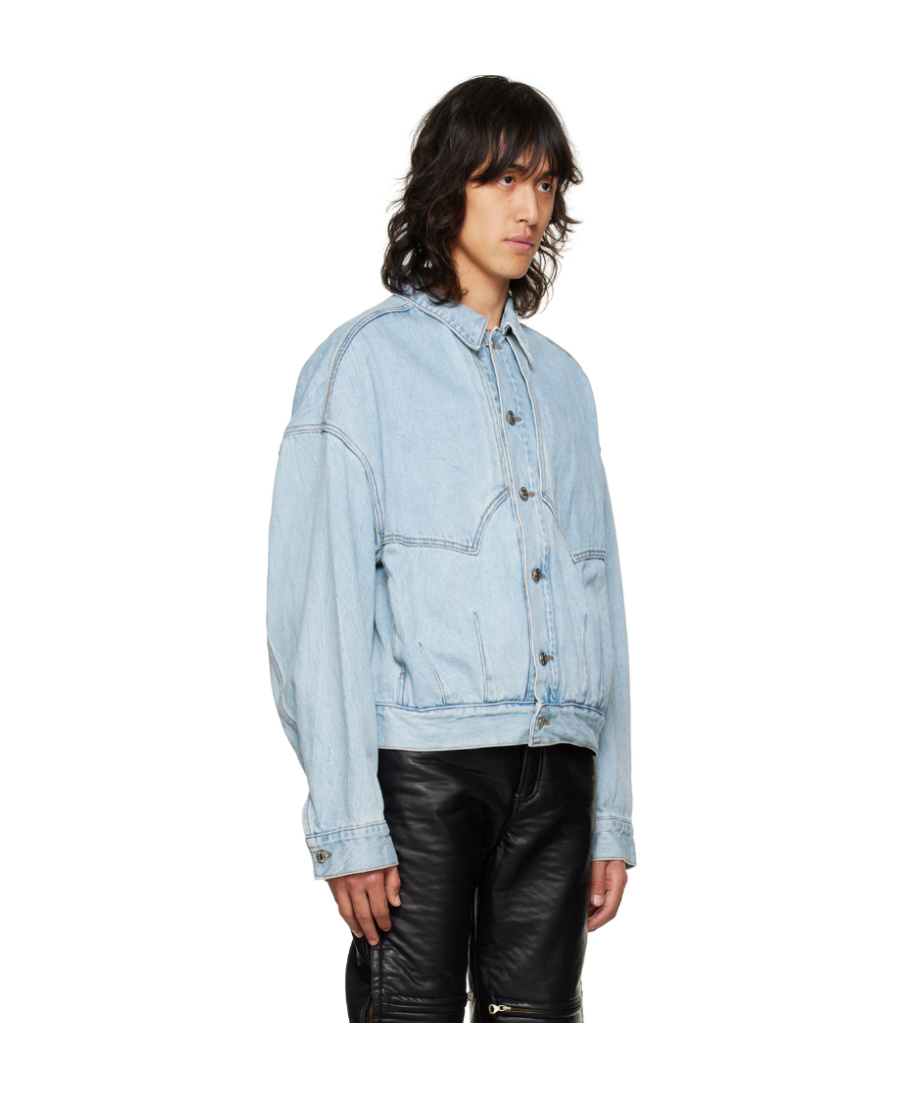 We11 Done Logo Denim Jacket In Blue